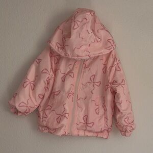 Pink Bow Patterned Hooded Jacket